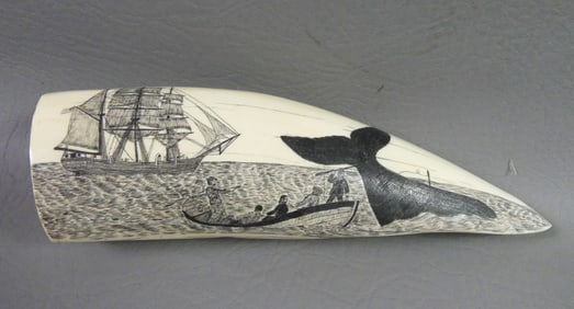 WHALE TOOTH - WHALING SCENE BY JOBES