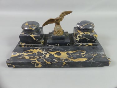 ANTIQUE DOUBLE INKSTAND - EAGLE
