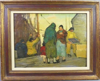 MARGARET PATTERSON PAINTING - HARBOR FIGURES