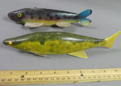 2 VINTAGE FISH DECOYS