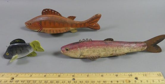 3 OLD FISH DECOYS