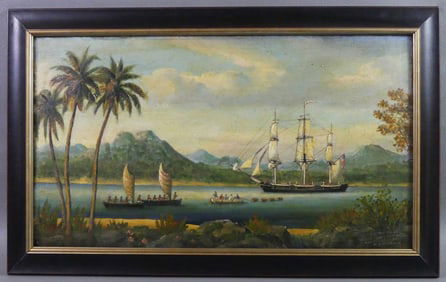 WHALER TRADING PAINTING BY SIMONDS