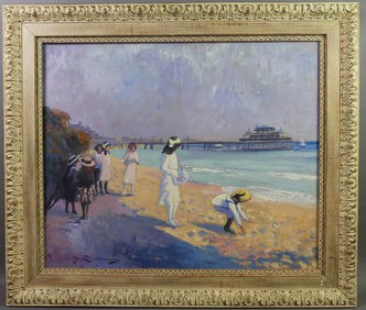IMPRESSIONIST BEACH PAINTING - SGD.