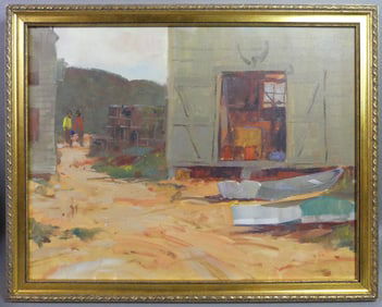 JOHN PAUPLIS PAINTING - BOAT YARD