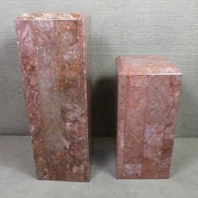 2 RED MARBLE PEDESTALS