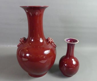 2 CHINESE OXBLOOD VASES