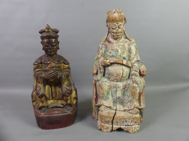 2 ANTIQUE CHINESE WOOD FIGURES