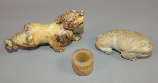 3 CARVED CHINESE ITEMS