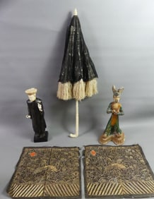 CHINESE RANK BADGE; PARASOL; FIGURES