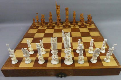 CHINESE CHESS SET - CARVED BONE
