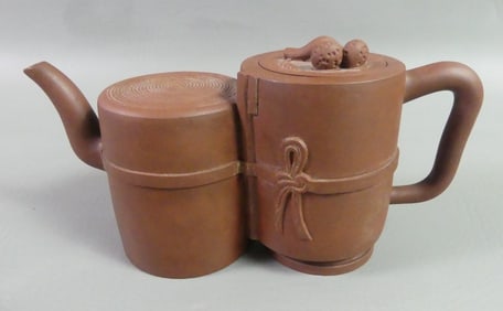 CHINESE YIXING WARE DOUBLE TEAPOT