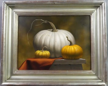 T. POLEMIS - STILL LIFE PUMPKINS PAINTING