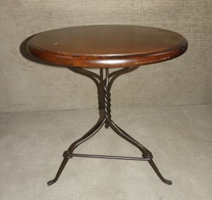 IRON & WOOD TRIPOD TABLE