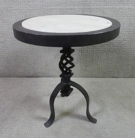 IRON TABLE WITH STONE TOP