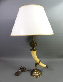 BRASS HORN ELECTRIC TABLE LAMP