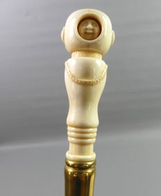 CARVED BONE SEA DIVER CANE - REVOLVING