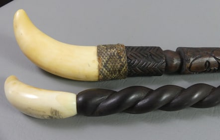 2 WHALE TOOTH CANES