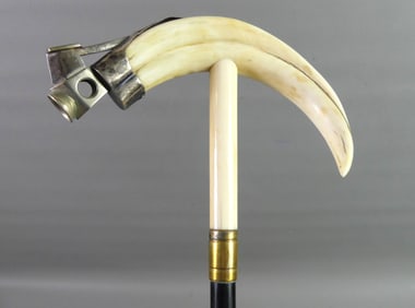 RARE BOAR TUSK CIGAR CUTTER CANE
