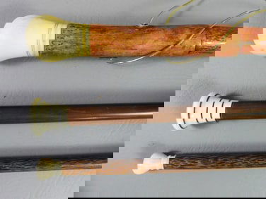 3 CARVED BONE WALKING STICKS