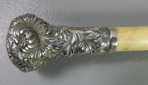 WHALEBONE & SILVER WALKING STICK