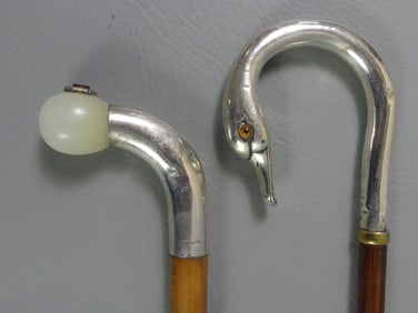 2 STERLING CANES - ONE SWAN