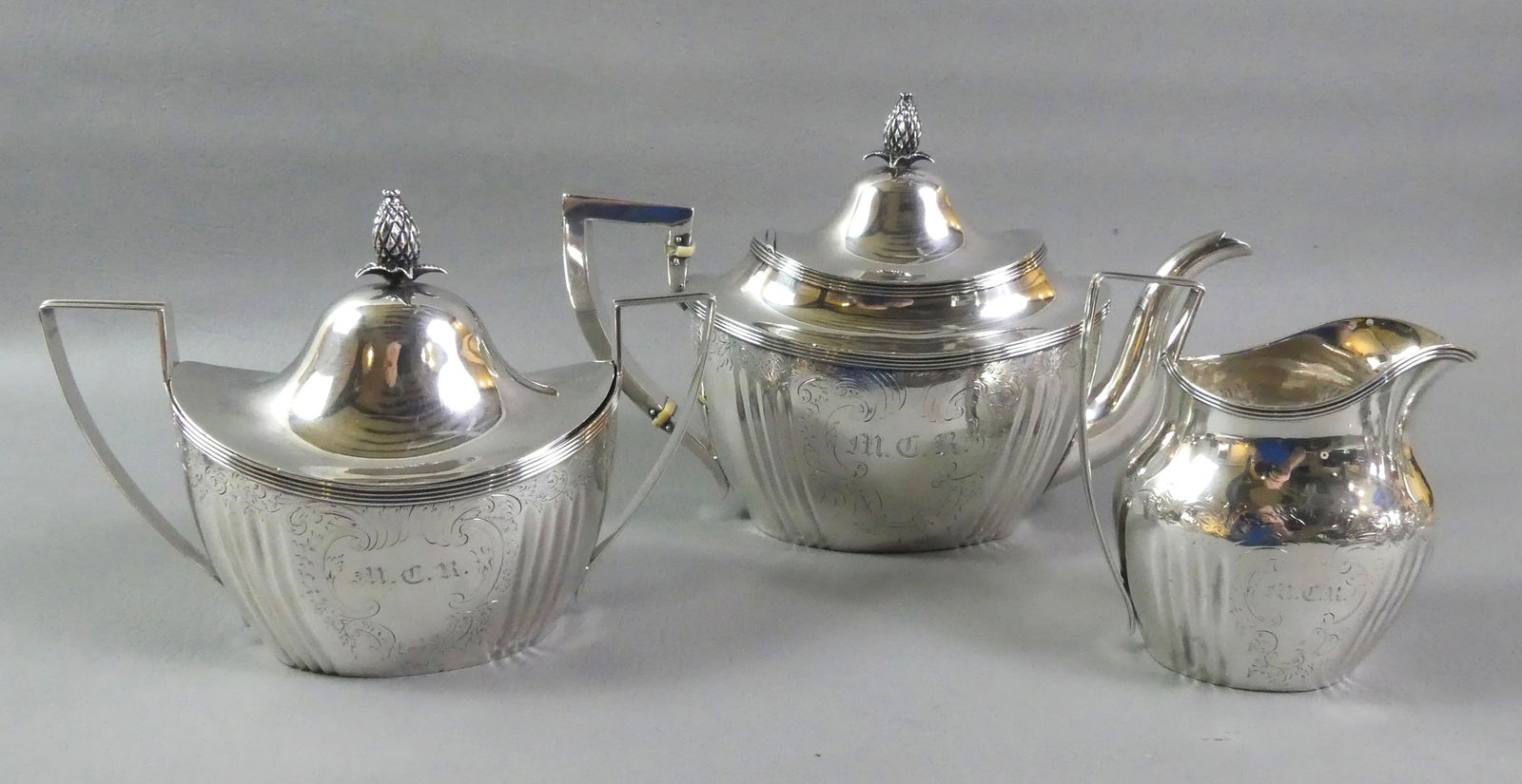 COIN SILVER TEA SET BY BIGELOW & KENNARD