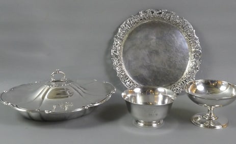 4 STERLING ITEMS - GORHAM COVERED DISH ETC