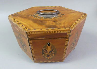 FINE 18TH C. INLAID TEA CADDY
