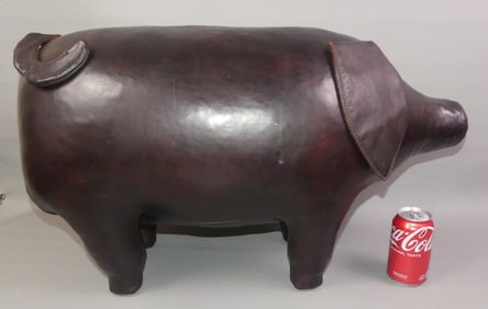 LARGE OMERSA LEATHER PIG OTTOMAN