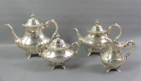 REED & BARTON STERLING TEA SET - GEORGIAN ROSE