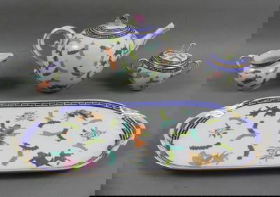 HEREND POISSON TEA SET & TRAY