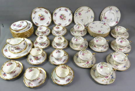 CASTLETON & HAMMERSLEY CHINA SETS: Lot of 2 lovely sets of floral china: Castleton USA in the Sunnyvale pattern consisting of 8 plates (8"), and 8 cups and saucers; and Hammersley English bone china in the Lady Patricia design consisti