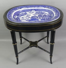 BLUE WILLOW PLATTER TABLE