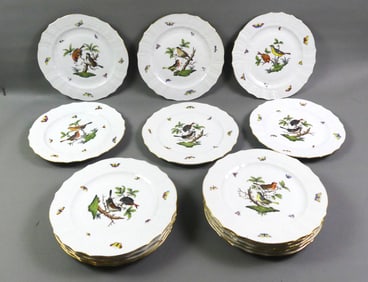 24 HEREND ROTHSCHILD BIRD DINNER PLATES