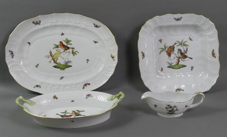 4 HEREND ROTHSCHILD BIRD SERVING PIECES