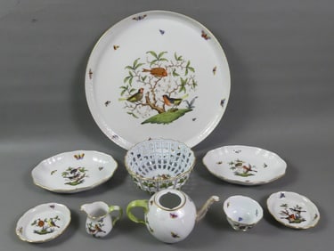 9 HEREND ROTHSCHILD BIRD - TEA SET ETC