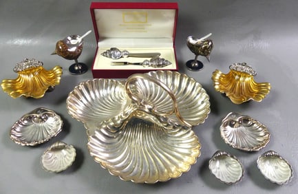 SEASHELL RELATED SILVER PLATE ITEMS