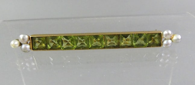 14K GOLD GEMSTONE BAR PIN
