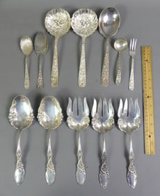 13 STERLING SILVER SERVING PIECES