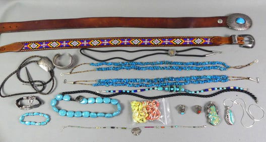 MOSTLY NATIVE AMERICAN SILVER JEWELRY