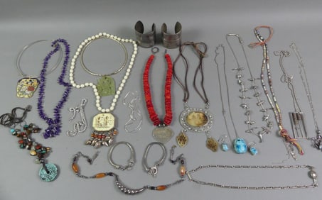 LOT SILVER NECKLACES & BRACELETS