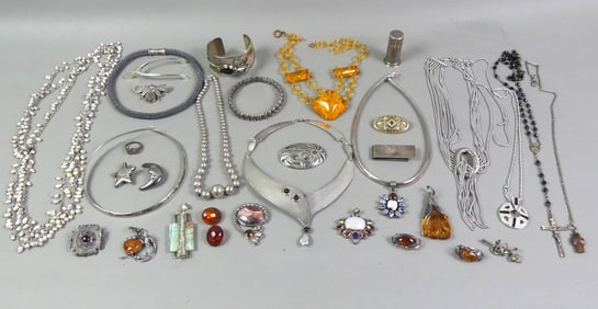 SILVER & COSTUME JEWELRY LOT