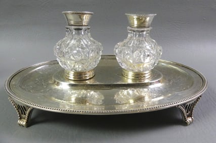 GEORGIAN 1810 STERLING DOUBLE INKSTAND