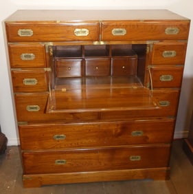 ANTIQUE CAMPAIGN CHEST W/DESK