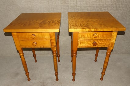 PAIR TIGER MAPLE END TABLES