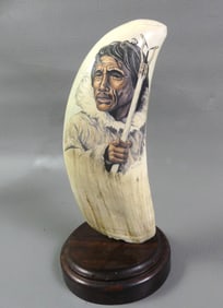 SCRIMSHAW WHALE TOOTH - M. STOTHART
