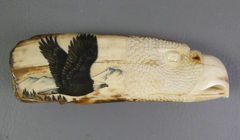 SCRIMSHAW WALRUS TOOL - EAGLE