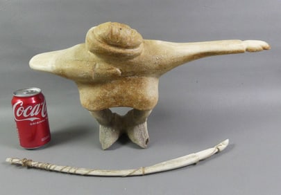 LARGE WHALEBONE ESKIMO FIGURE