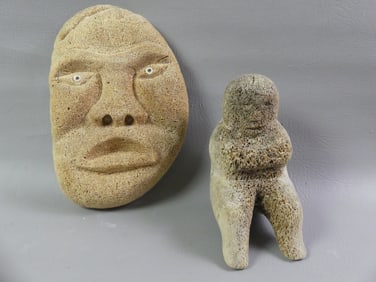 2 INUIT WHALE BONE SCULPTURES
