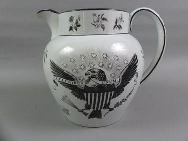 LIVERPOOL CREAMWARE JUG - EAGLE & SHIP